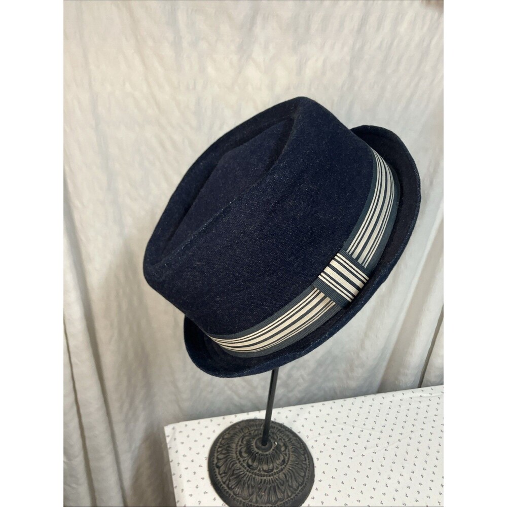 VTG Trevero Blue Fedora Men’s Hat L  Cotton Polyester Spandex - Picture 3 of 12